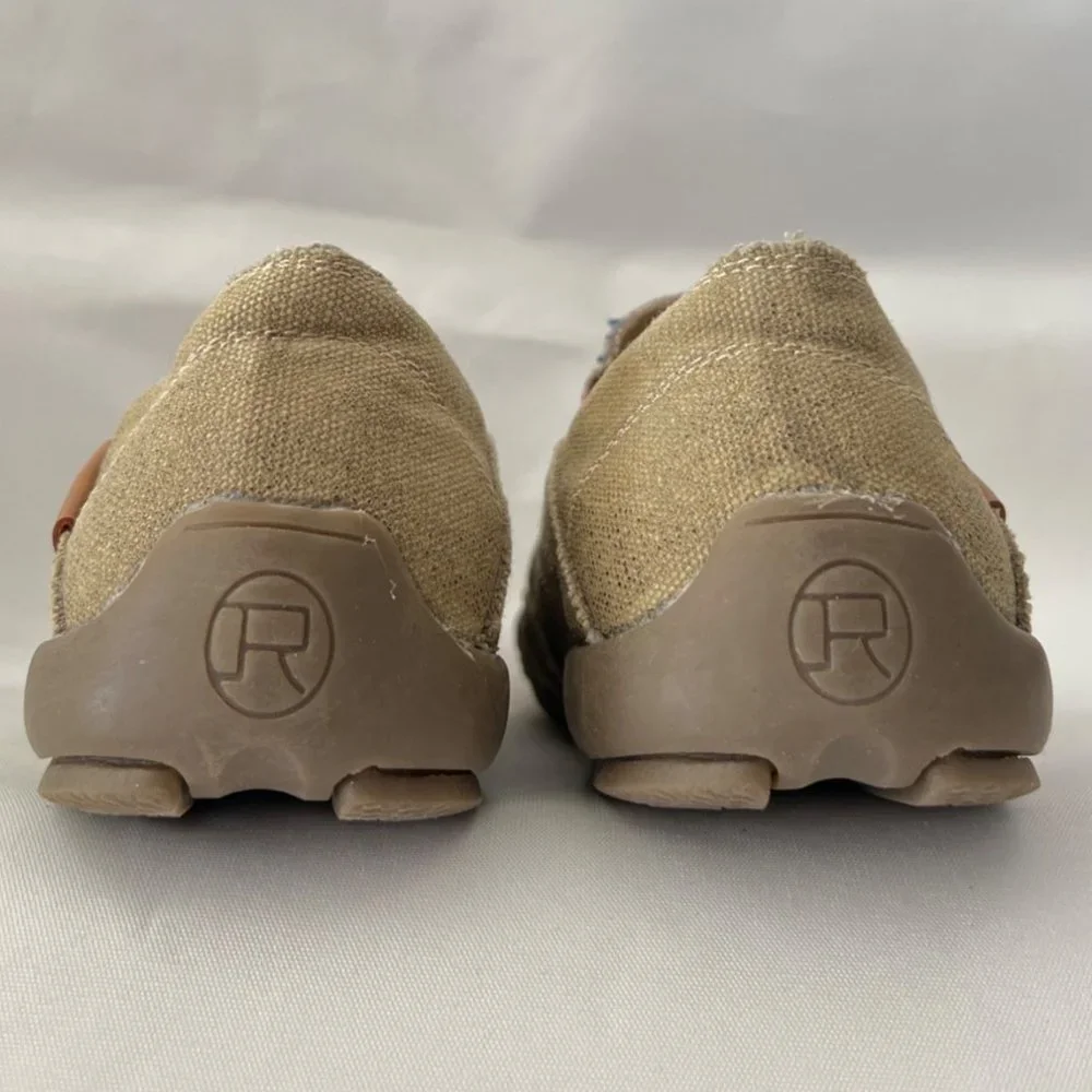 Romper Shoes Geometric women flats Driving Shoes Canvas Tan Comfort shoes Sz 7.5